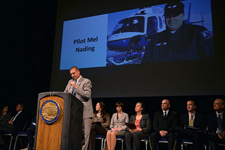 Photo of presenting the award to Mel Nading (posthumously)