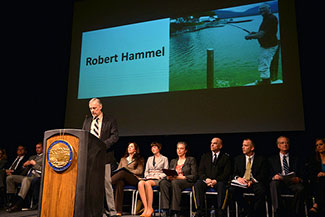 Photo of presenting the award for Crisis Responder to Robert Hammel (posthumously)