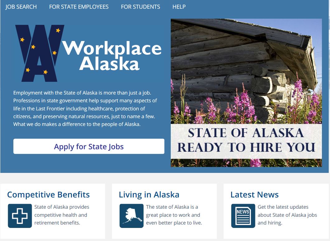 Screenshot of new Workplace Alaska site