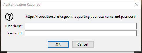 federation.alaska.gov login screen